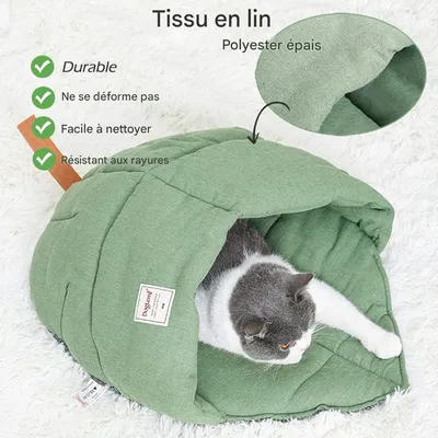 IntiMeg  Lit pour chat en forme de nid de feuilles