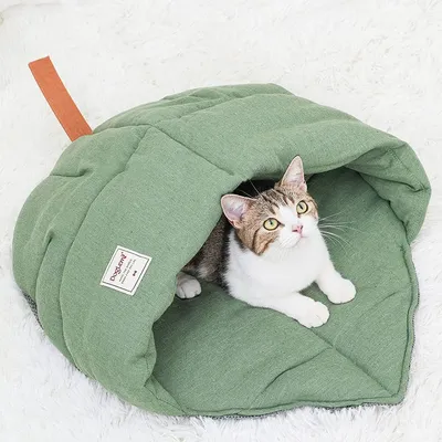 IntiMeg  Lit pour chat en forme de nid de feuilles