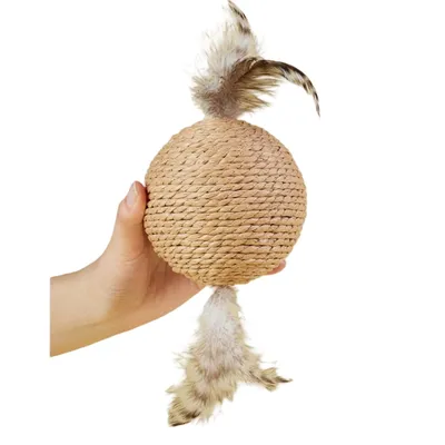 ZenPets Boule de jouet pour chat en boule de sisal en plumes