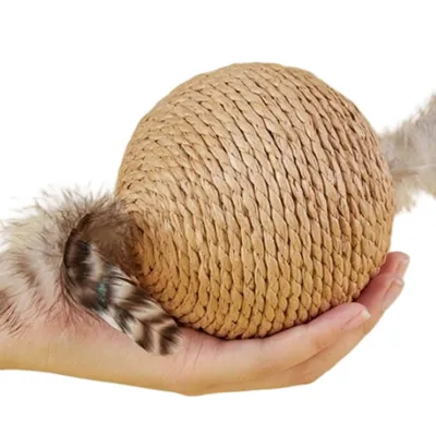ZenPets Boule de jouet pour chat en boule de sisal en plumes