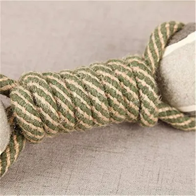 IntiMeg Jouet pour chien en corde de coton et balle de tennis