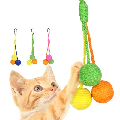 ZenPets Jouet pour chat en forme de balle en sisal suspendue